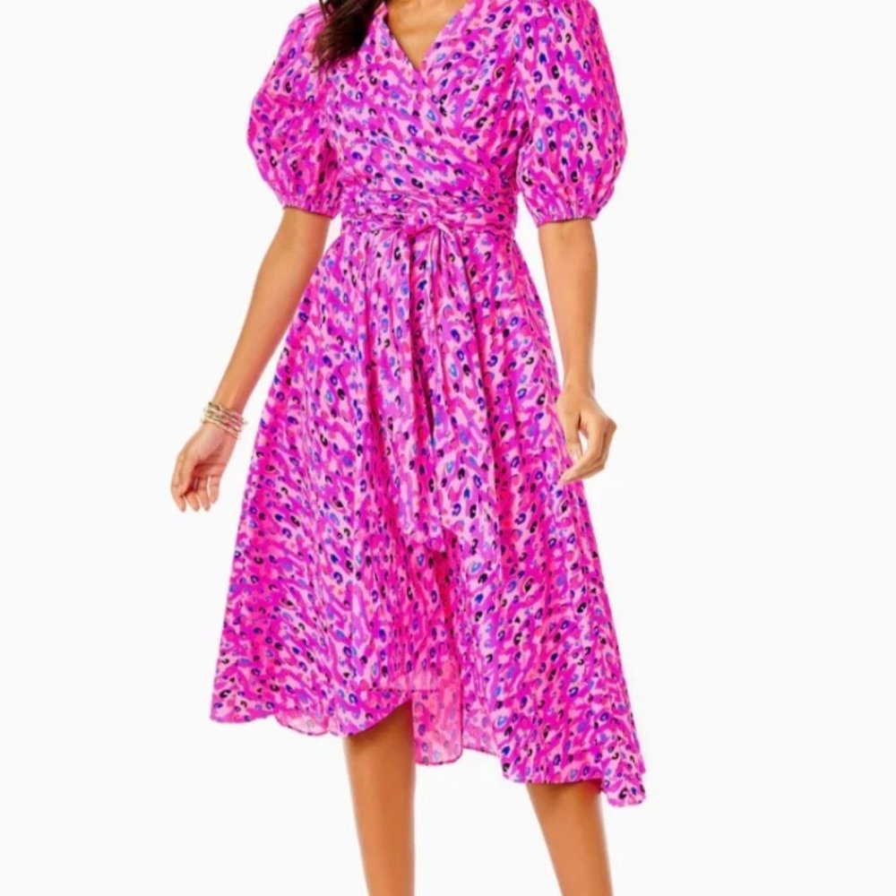 NWT Lilly Pulitzer Juney Elbow Sleeve Cotton Midi Dress